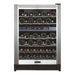 Magic Chef 44 Bottle / 140 Can Dual Zone Wine and Beverage Cooler - front view with wines inside closed fridge