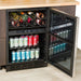 Magic Chef 44 Bottle / 140 Can Dual Zone Wine and Beverage Cooler - showing neatly arranged wine bottles and canned drinks
