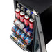NewAir 15” Built-in 96-Can Beverage Fridge in Black Stainless Steel - Top view of the fridge showing racks with can beverages