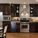 NewAir 15” Built-in 96-Can Beverage Fridge in Black Stainless Steel - beverage fridge installed in a dark wood kitchen