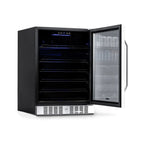 NewAir 177-Can Built-In Beverage Fridge – 24" Stainless Steel - Front right view empty inside open door