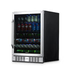 NewAir 177-Can Built-In Beverage Fridge – 24" Stainless Steel - Front right view loaded inside closed door