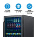 NewAir 24” Built-In 177-Can Beverage Fridge in Black Stainless Steel - Features of the fridge shown