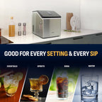 NewAir 40 lbs/Day Countertop Clear Ice Maker – Stainless Steel - Good for Every Setting and Every Sip