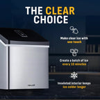 NewAir 40 lbs/Day Countertop Clear Ice Maker – Stainless Steel - The Clear Choice - Features shown