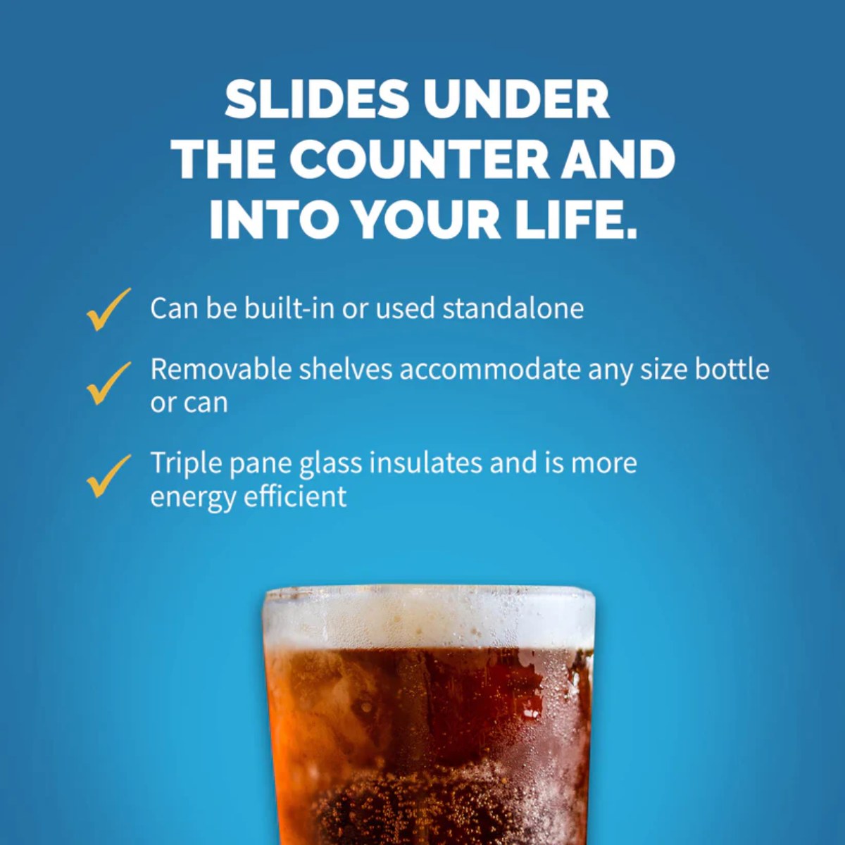 NewAir 96-Can Built-In Beverage Fridge – 15″ Stainless Steel - Slides under the counter and into your life