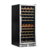 Newair 116 Bottle Dual Zone Wine Fridge – 27" Stainless Steel - Front Left View - Loaded Shelves - Closed Door