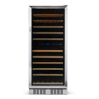 Newair 116 Bottle Dual Zone Wine Fridge – 27" Stainless Steel - Front View - Empty Shelves - Closed Door