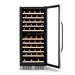 Newair 116 Bottle Dual Zone Wine Fridge – 27" Stainless Steel - Front View - Loaded Shelves - Open Door