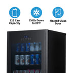 Newair 125-Can Freestanding Beer Froster – 22.1″ Black - Features of the froster shown