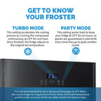 Newair 125-Can Freestanding Beer Froster – 22.1″ Black - Turbo mode and party mode comparison shown