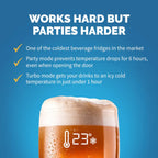 Newair 125-Can Freestanding Beer Froster – 22.1″ Black - Turbo mode gets your drinks to a cold temperature under 1 hour