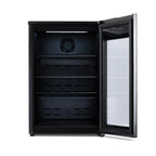 Newair 125-Can Freestanding Beer Froster – 22.1″ Black - front view empty shelves open door