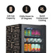 Newair 126-Can Freestanding Beers of the World Fridge with SplitShelf - Features of the fridge shown