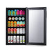Newair 126-Can Freestanding Beers of the World Fridge with SplitShelf - Front view loaded inside open door