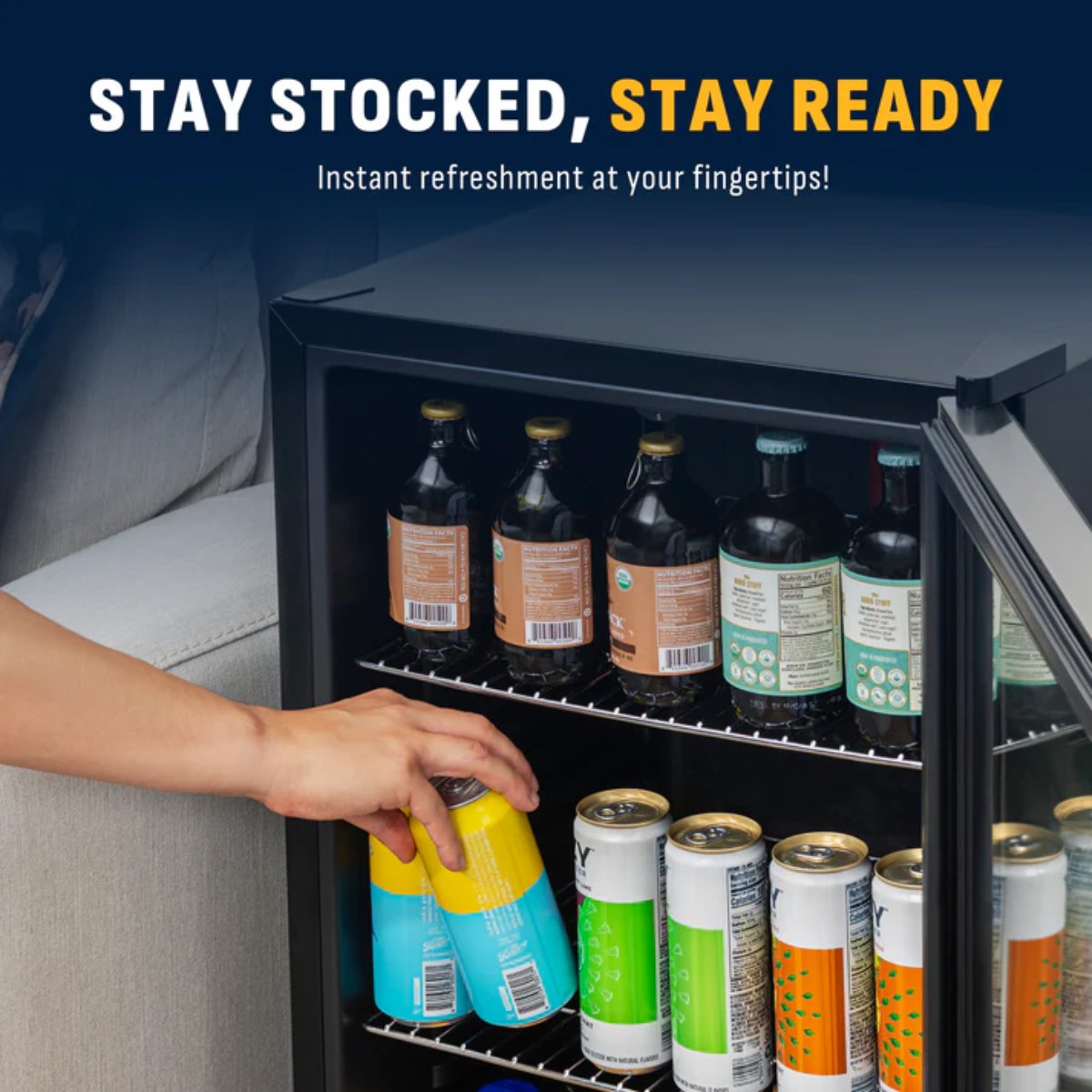 Newair 126 Can Freestanding Beverage Fridge – 18.9" Stainless Steel - Stay Stocked, Stay Ready Instant Refreshment