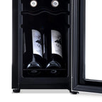 Newair 12 Bottle Freestanding Wine Fridge – 9.9" Stainless Steel - Close up view of the Wine Display Shelving