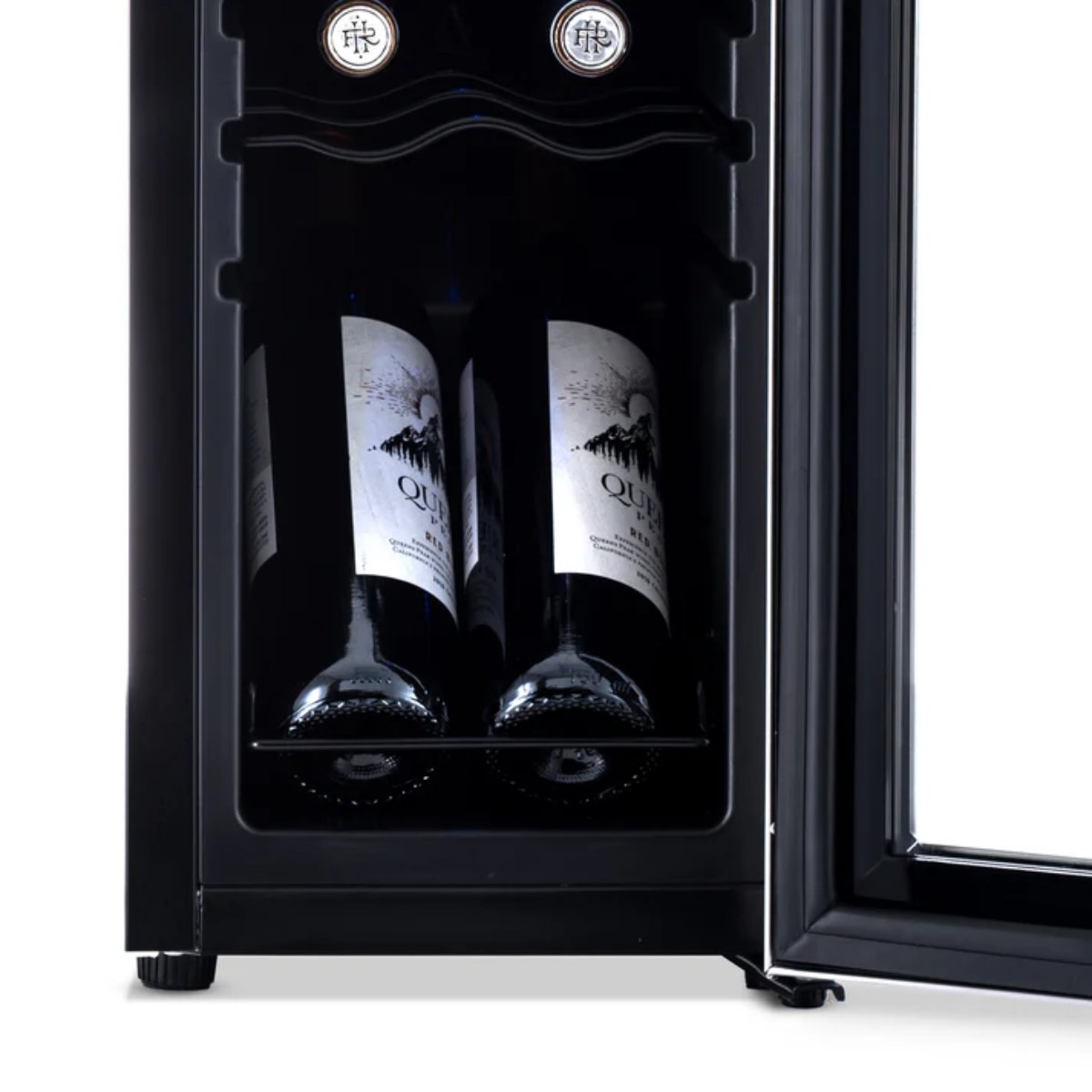 Newair 12 Bottle Freestanding Wine Fridge – 9.9" Stainless Steel - Close up view of the Wine Display Shelving