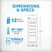 Newair 12 Bottle Freestanding Wine Fridge – 9.9" Stainless Steel - Dimensions and Specifications Shown