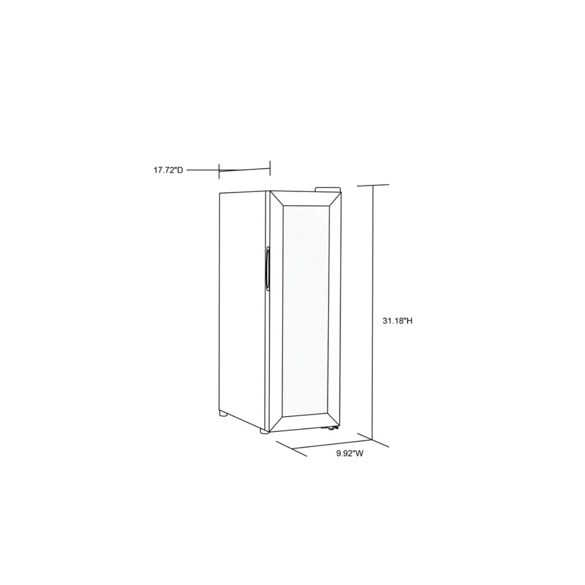 Newair 12 Bottle Freestanding Wine Fridge – 9.9" Stainless Steel - Dimensions of the Fridge Shown