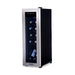 Newair 12 Bottle Freestanding Wine Fridge – 9.9" Stainless Steel - Front Right View - Loaded Shelves - Closed Door