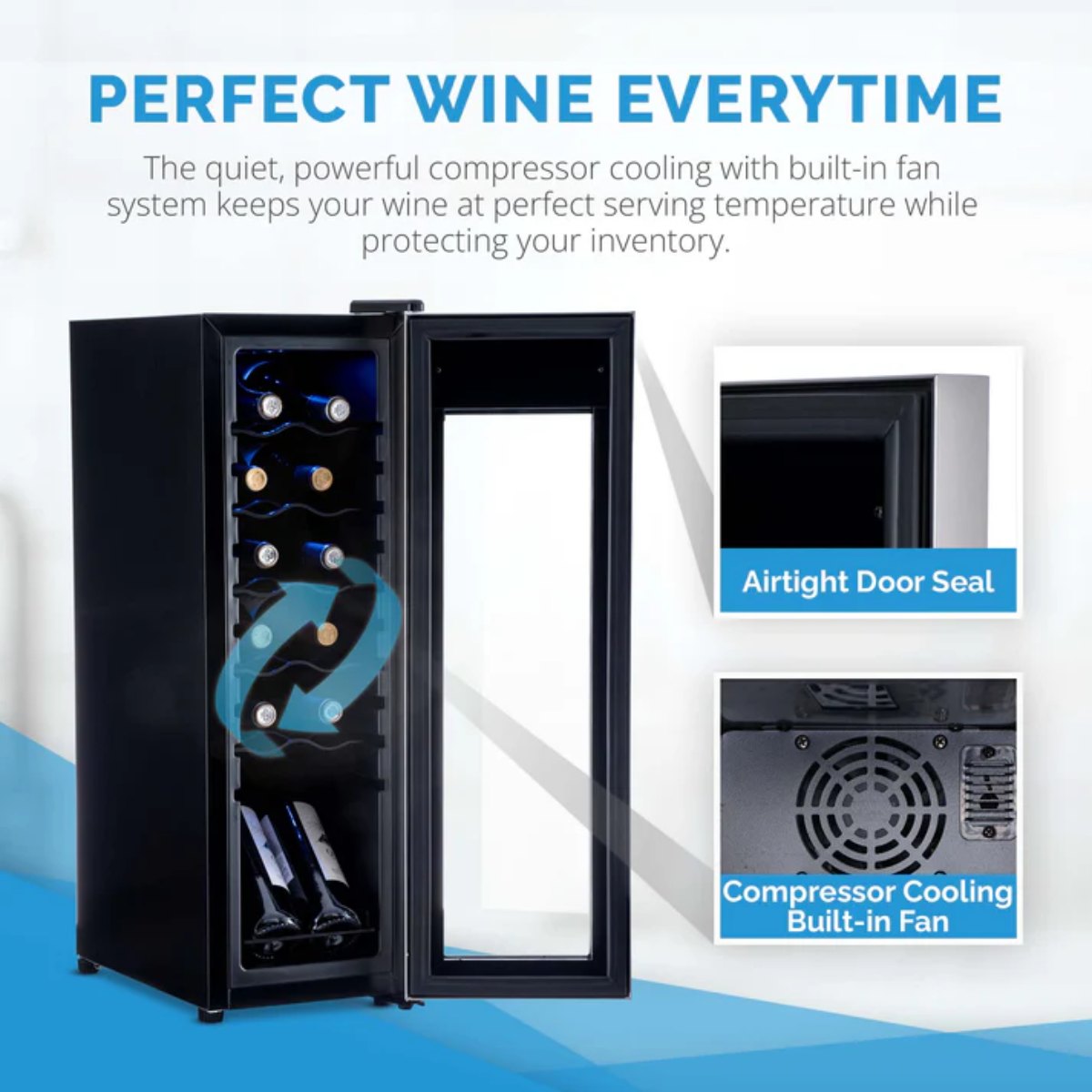 Newair 12 Bottle Freestanding Wine Fridge – 9.9" Stainless Steel - Perfect Wine Everytime