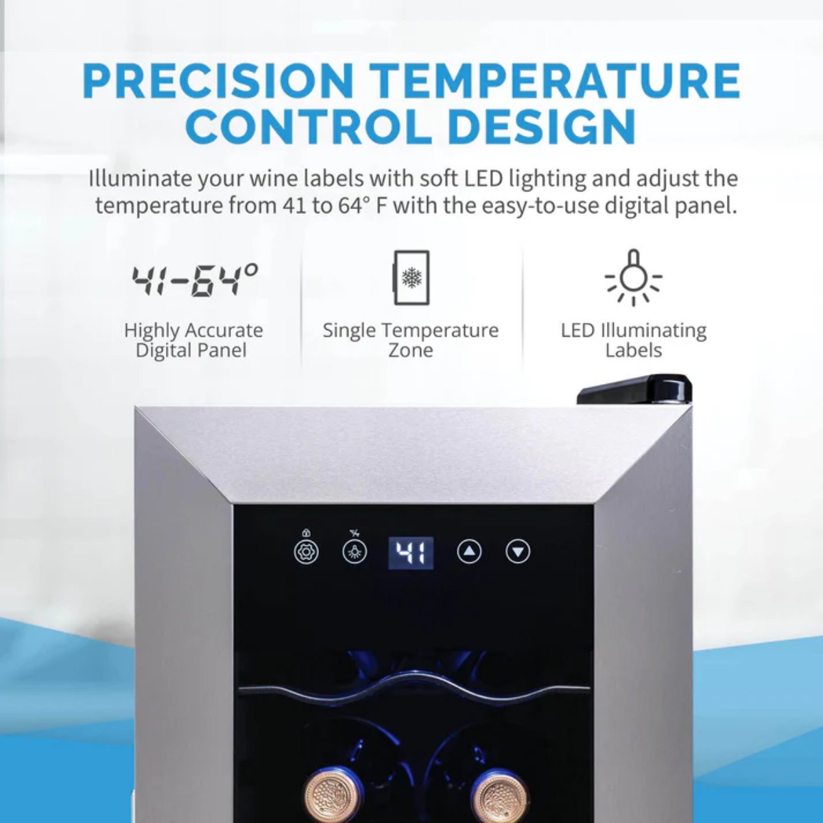 Newair 12 Bottle Freestanding Wine Fridge – 9.9" Stainless Steel - Precision Temperature Control Design