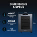 Newair 12 Bottle Shadow-T Series Wine Fridge – 9.9" Black - Dimensions and Specifications Shown