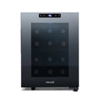 Newair 12 Bottle Shadow-T Series Wine Fridge – 9.9" Black - Front View - Loaded