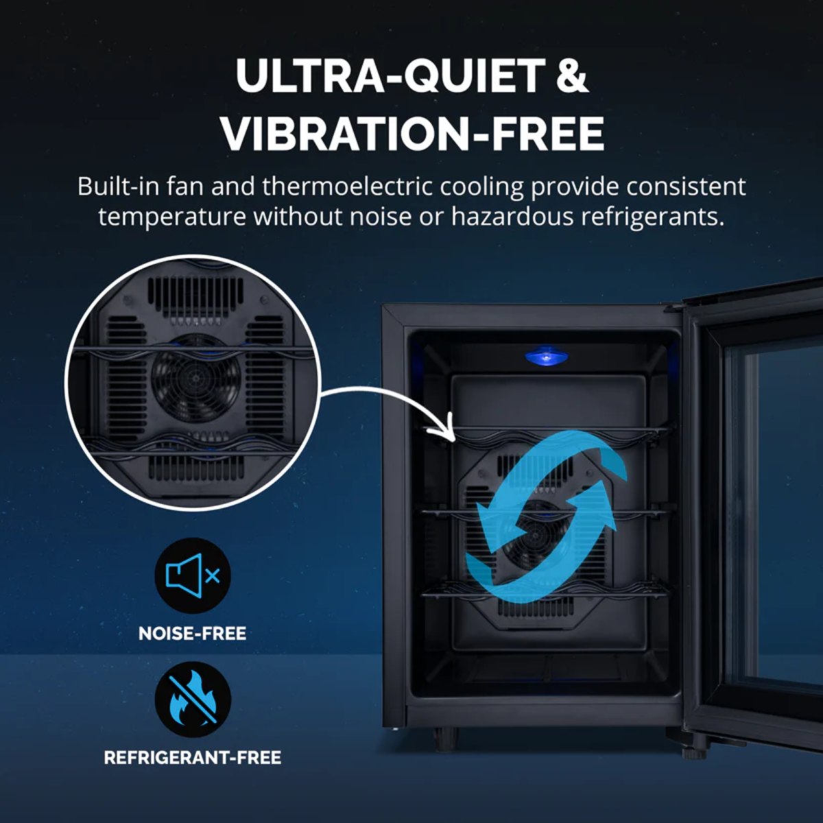 Newair 12 Bottle Shadow-T Series Wine Fridge – 9.9" Black - Ultra Quiet and Vibration Free