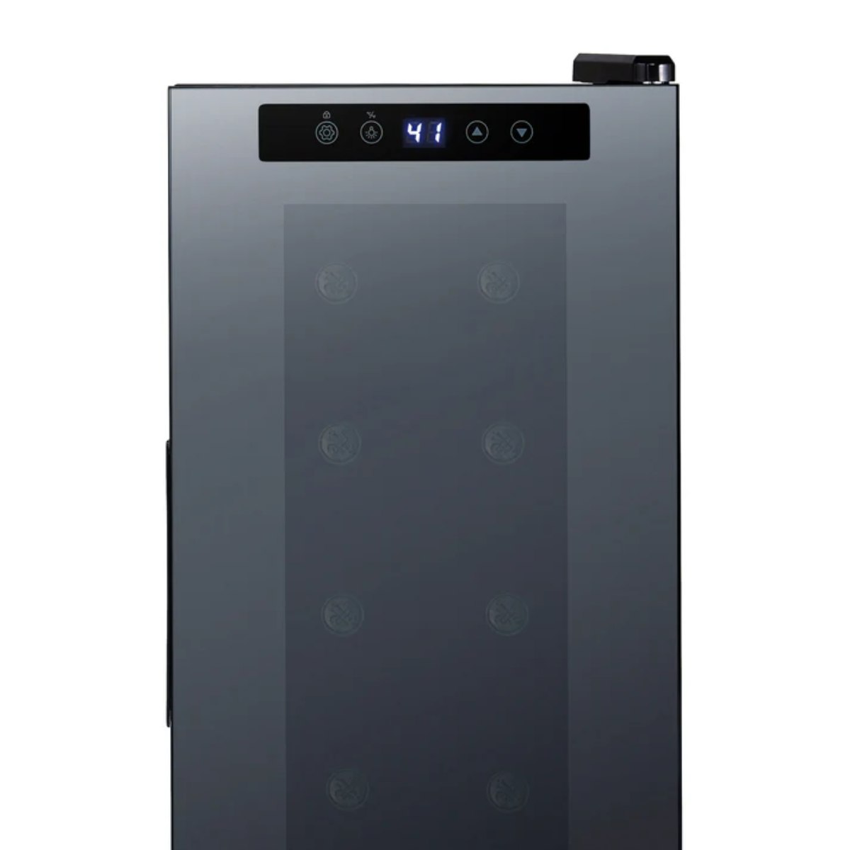 Newair 12 Bottle Shadow Series Countertop Wine Fridge – 13.6" Black - Close up view of the controls