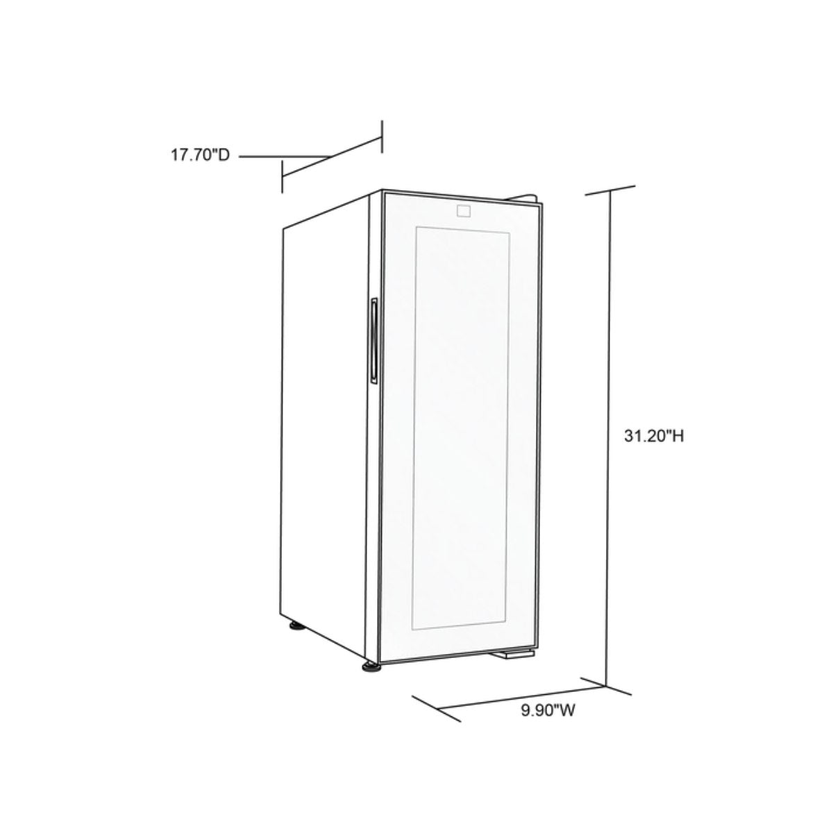 Newair 12 Bottle Shadow Series Countertop Wine Fridge – 13.6" Black - Dimensions of the Fridge Shown