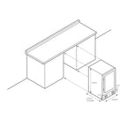 Newair 15″ SplitShelf 48-Can / 9-Bottle Dual Zone Beverage Fridge - dimensions of the fridge shown for built in configuration