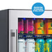 Newair 15″ SplitShelf 48-Can / 9-Bottle Dual Zone Beverage Fridge - seamless stainless steel door shown