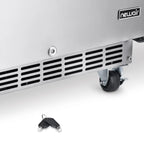 Newair 160-Can Outdoor Beverage Fridge – 24″ Built-In/Freestanding - Close up view of the lock and keys