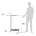 Newair 160-Can Outdoor Beverage Fridge – 24″ Built-In/Freestanding - Dimensions of the fridge with comparison to a human height
