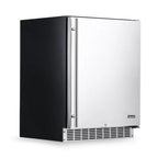 Newair 160-Can Outdoor Beverage Fridge – 24″ Built-In/Freestanding - Front left view closed door