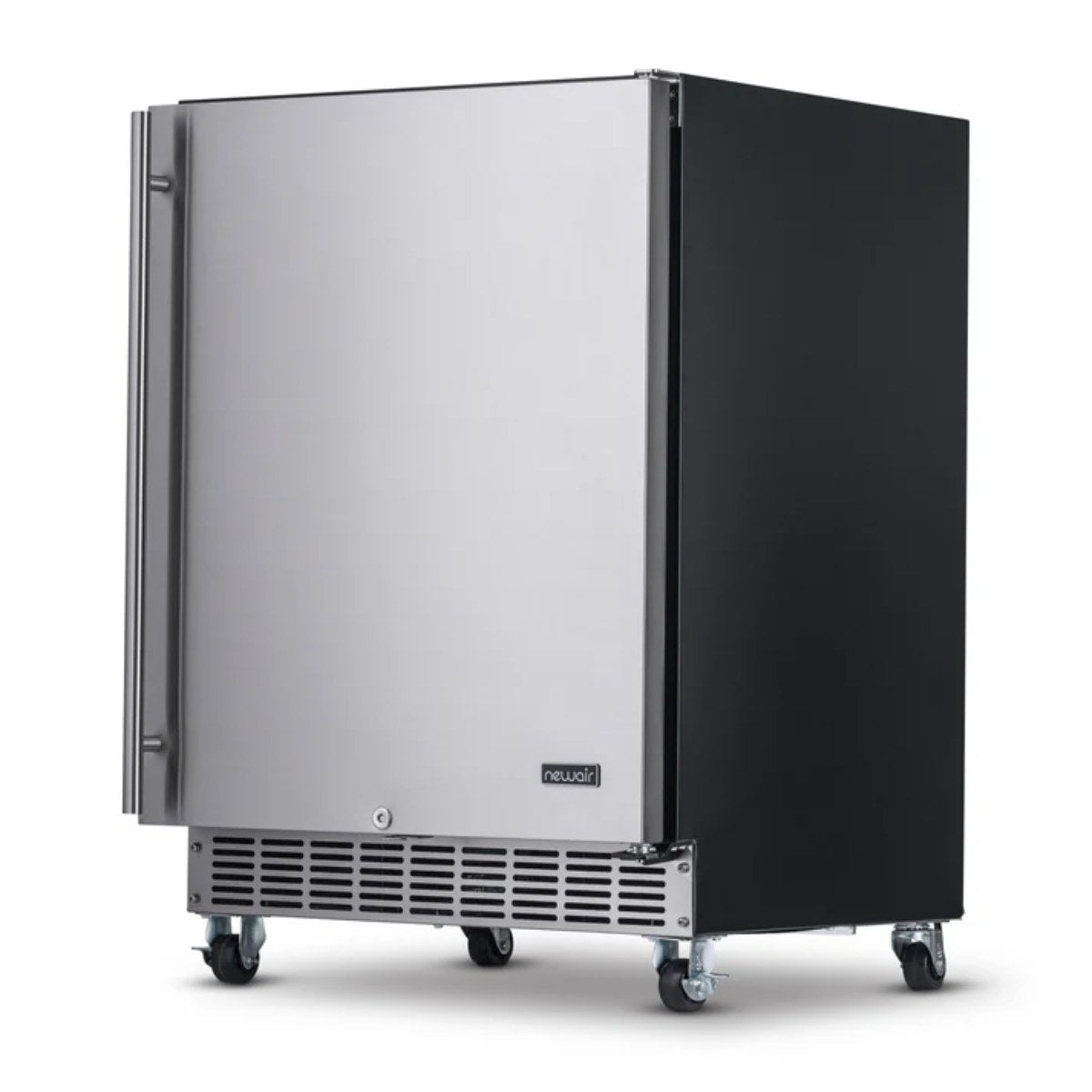 Newair 160-Can Outdoor Beverage Fridge – 24″ Built-In/Freestanding - Front right view closed door