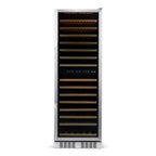 Newair 160 Bottle Dual Zone Wine Fridge – 27" Stainless Steel - Front View - Empty Shelves - Closed Door