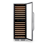 Newair 160 Bottle Dual Zone Wine Fridge – 27" Stainless Steel - Front View - Empty Shelves - Open Door
