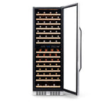 Newair 160 Bottle Dual Zone Wine Fridge – 27" Stainless Steel - Front View - Loaded Shelves - Open Door