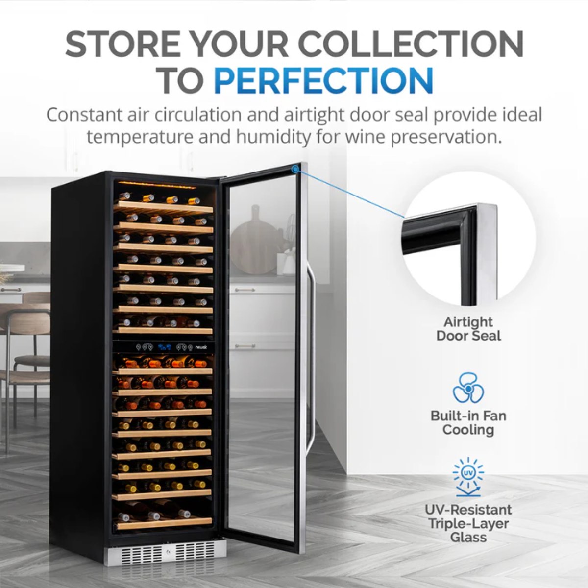 Newair 160 Bottle Dual Zone Wine Fridge – 27" Stainless Steel - Store Your Collection to Perfection