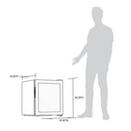 Newair 16 Bottle Freestanding Wine Fridge – 16.9" Stainless Steel - Dimensions of the Fridge shown with comparison to human height