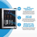 Newair 16 Bottle Freestanding Wine Fridge – 16.9" Stainless Steel - Features of the Fridge shown