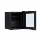 Newair 16 Bottle Shadow Series Freestanding Wine Fridge – 16.9" Black - Front Left View Studio Image - Empty - Opened