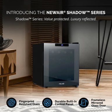 Newair 16 Bottle Shadow Series Freestanding Wine Fridge – 16.9" Black - Luxury Reflected