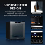 Newair 16 Bottle Shadow Series Freestanding Wine Fridge – 16.9" Black - Sophisticated Design