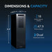 Newair 18 Bottle Shadow-T Series Wine Fridge – 10.75" Black - Dimensions and Capacity Shown