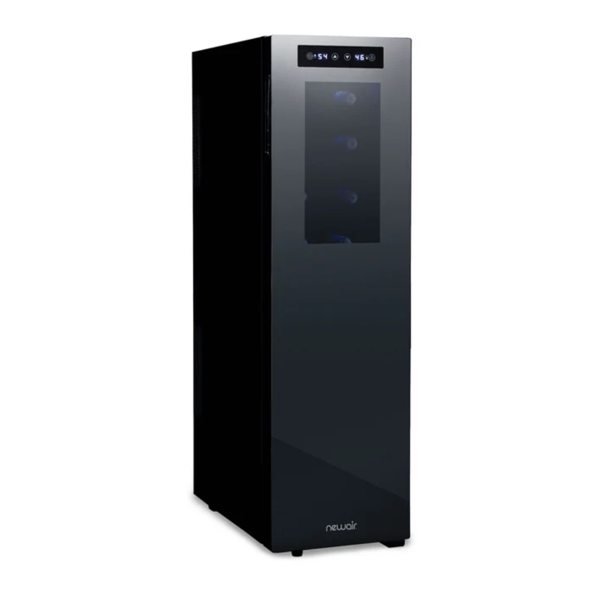 Newair 18 Bottle Shadow-T Series Wine Fridge – 10.75" Black - Front Left View - Loaded