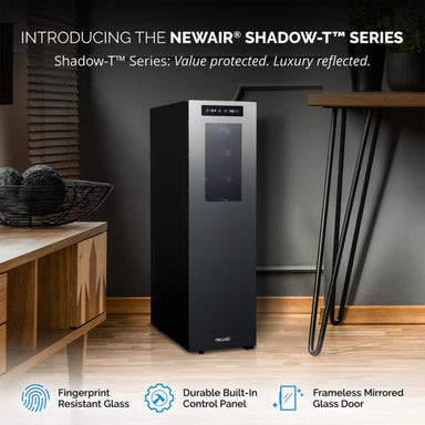 Newair 18 Bottle Shadow-T Series Wine Fridge – 10.75" Black - Shadow T Series Value Protected, Luxury Reflected